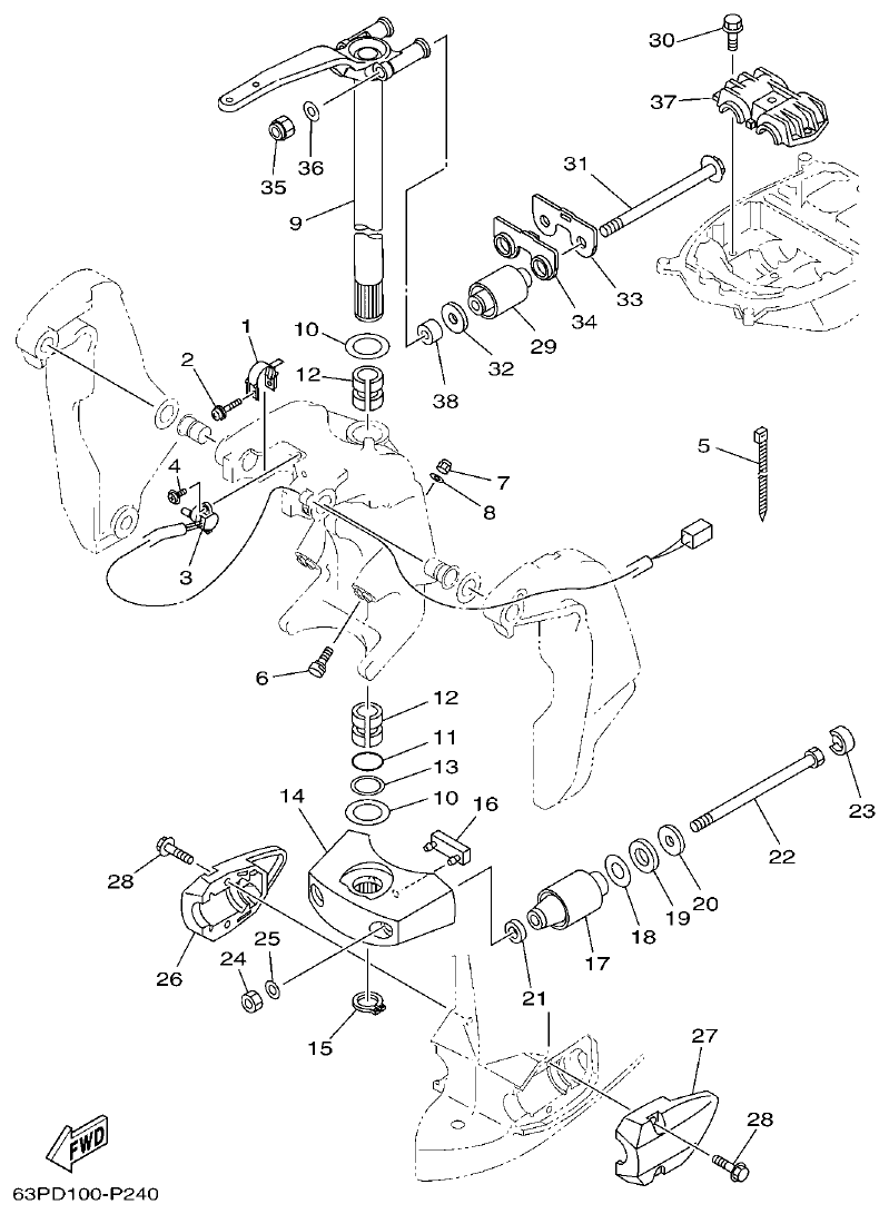 Yamaha F150DET, FL150DET BRACKET 2 parts diagram